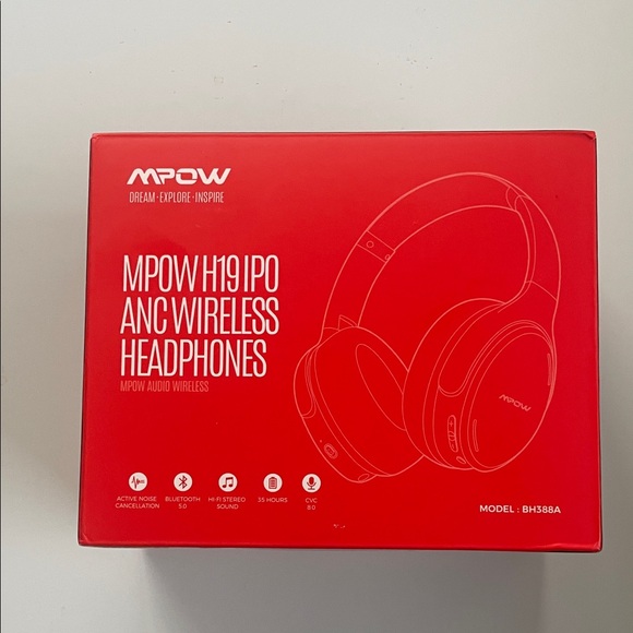 MPOW H19 IPO ANC Bluetooth Headphones - Vibrant Red - Picture 1 of 4